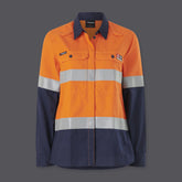 King Gee Women's Shieldtec Lenzing FR Hi-Vis Spliced Open Front Taped Shirt (K84002)